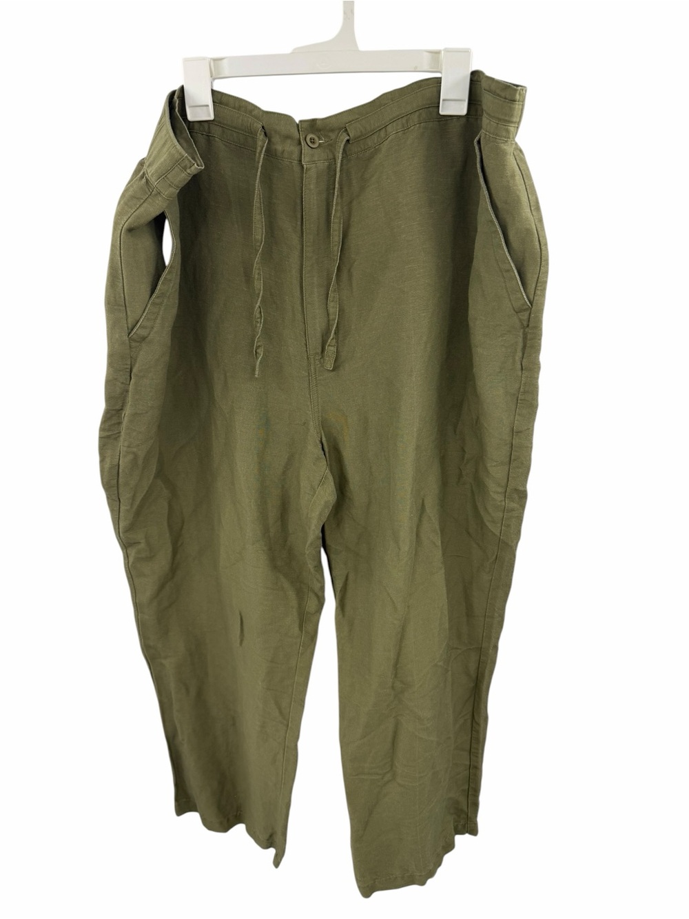 Cubavera Pants Mens 3XB x 30 Green Linen Blend Chino Beach Drawstring Relax